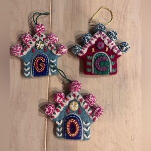 Colorful Felt Gingerbread House Ornaments